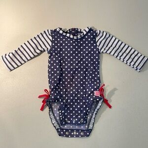 GUC Ruffle Butts Girls’ Polka Dot Long Sleeve Zipper Swimsuit 6-12 Months